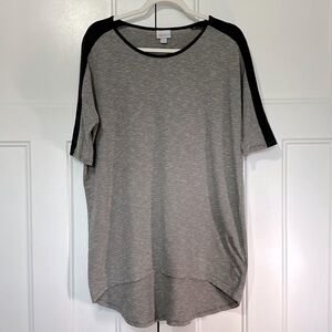 Lularoe Irma High-low tunic top
Black and grey/white fine stripes/heathered